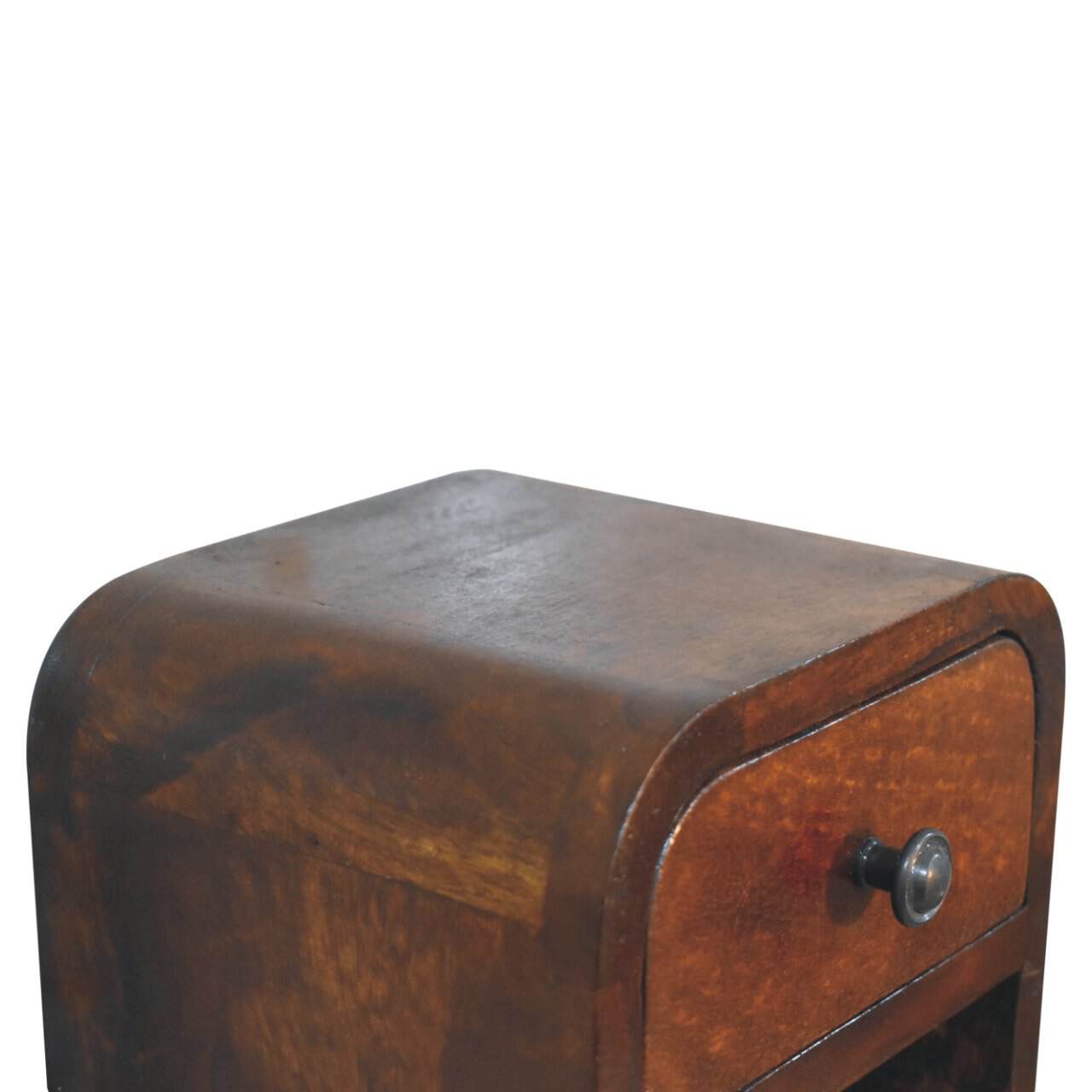 Extra Mini Curved Chestnut Bedside with Open Slot – Additional view 4