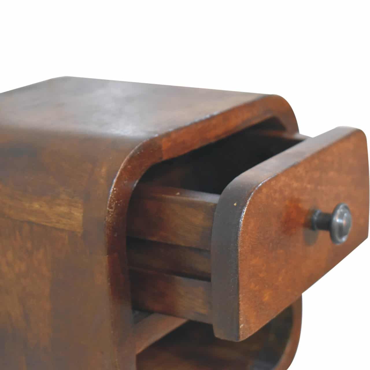 Extra Mini Curved Chestnut Bedside with Open Slot – Additional view 5