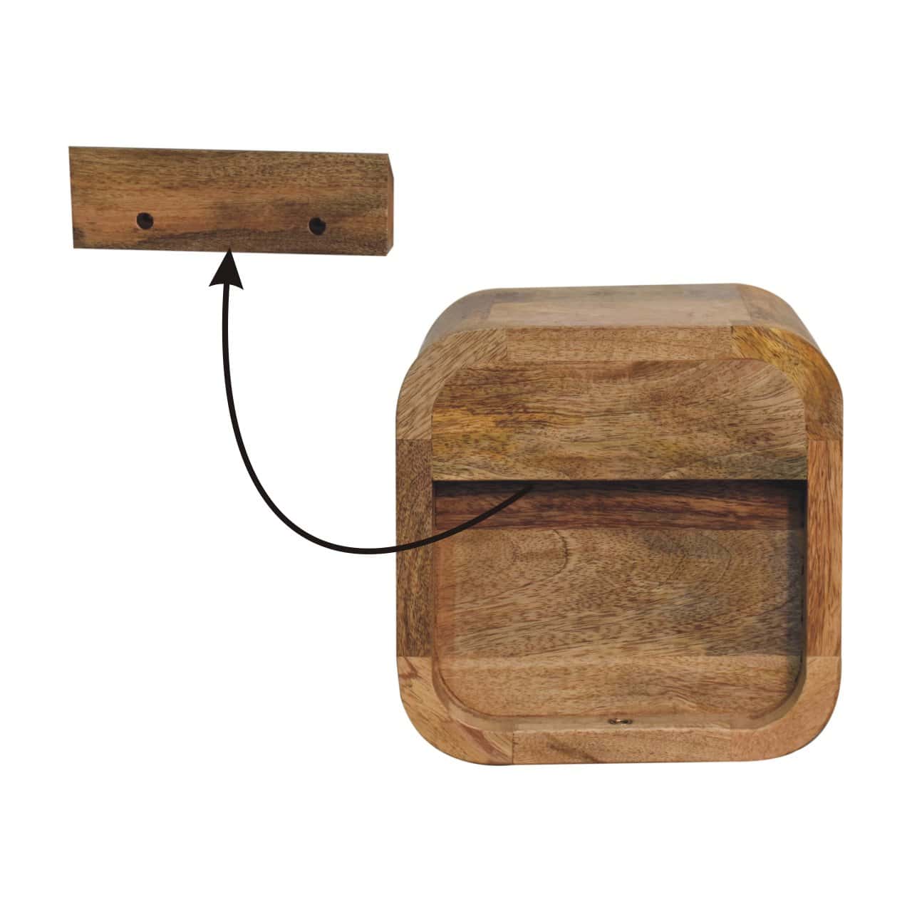 Extra Mini Curved Oak-ish Bedside with Open Slot – Additional view 8