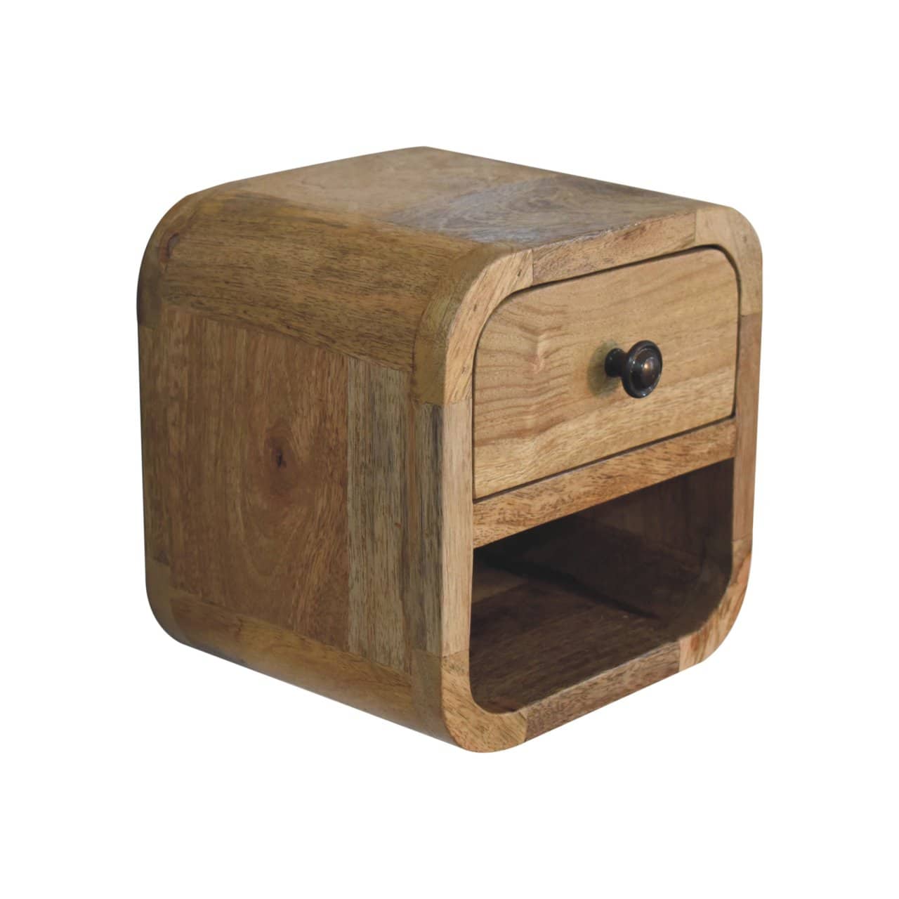 Extra Mini Curved Oak-ish Bedside with Open Slot – Additional view 2
