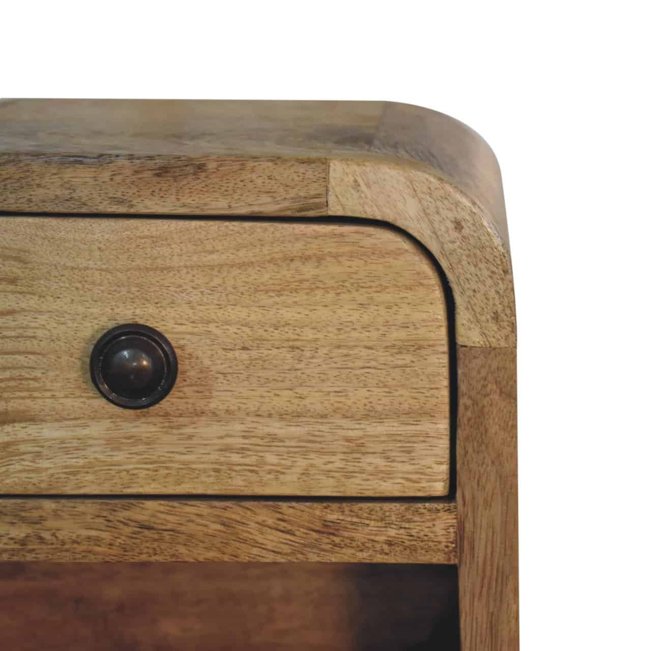 Extra Mini Curved Oak-ish Bedside with Open Slot – Additional view 3
