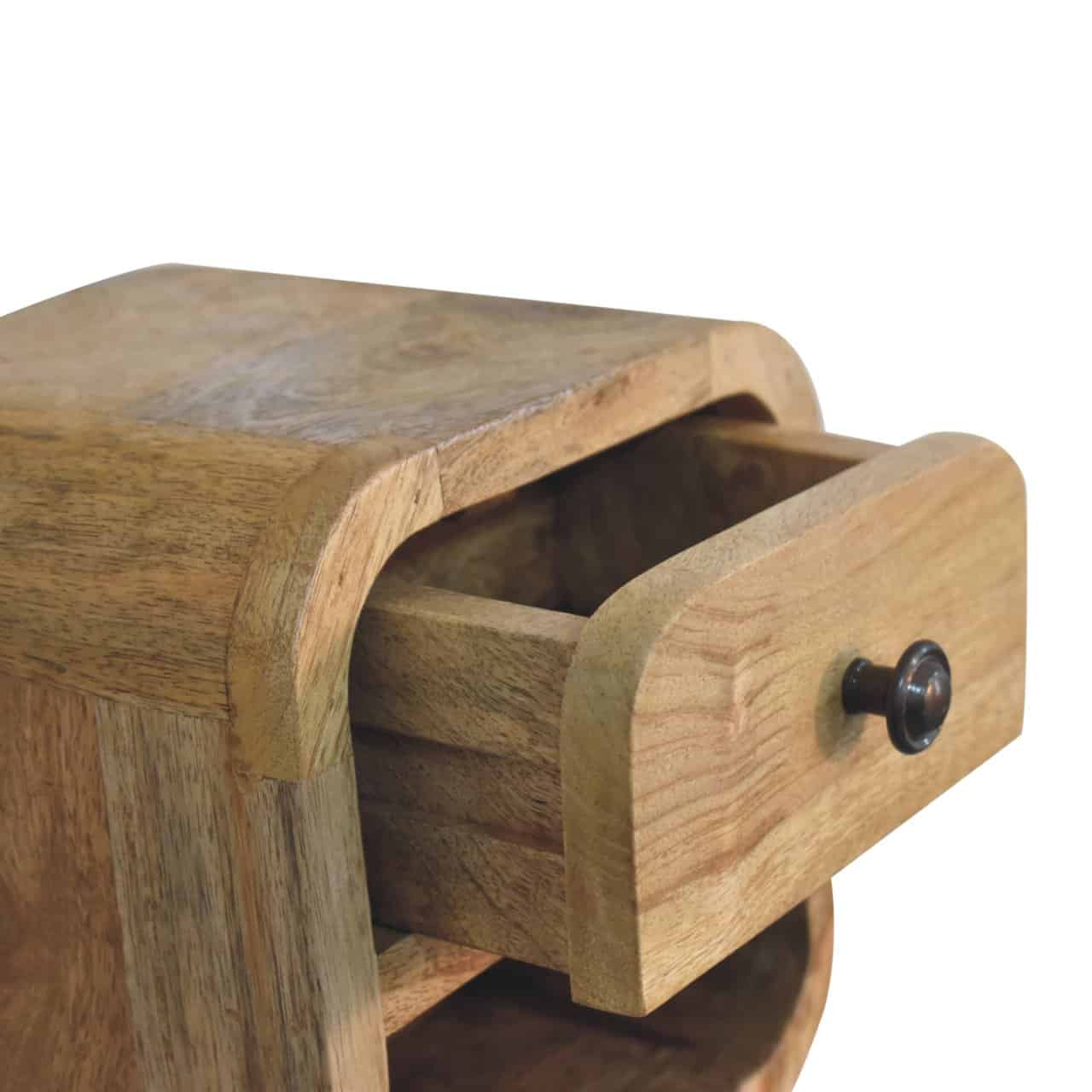 Extra Mini Curved Oak-ish Bedside with Open Slot – Additional view 4