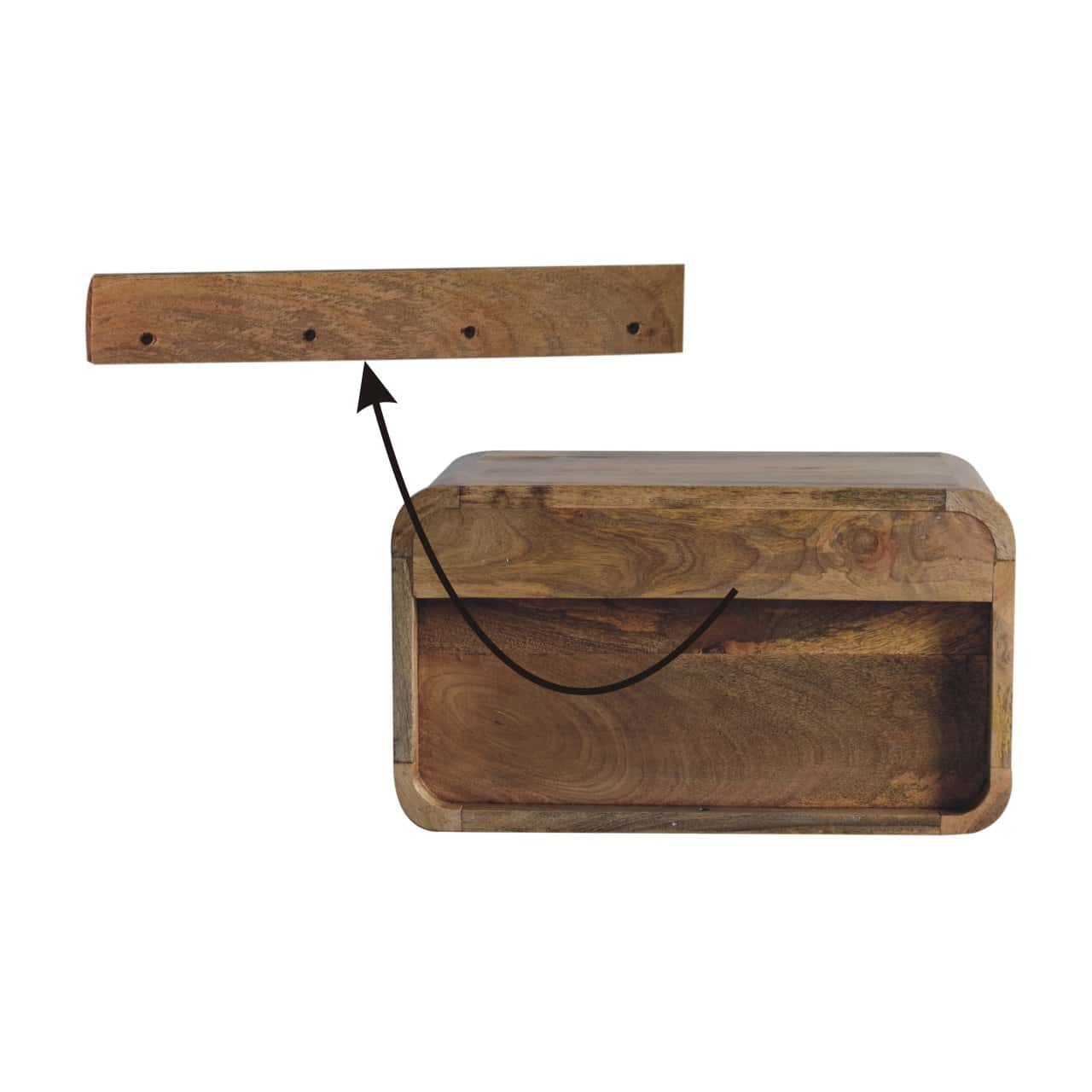 Large Oak-ish Curve Upper Slot Floating Bedside – Additional view 8