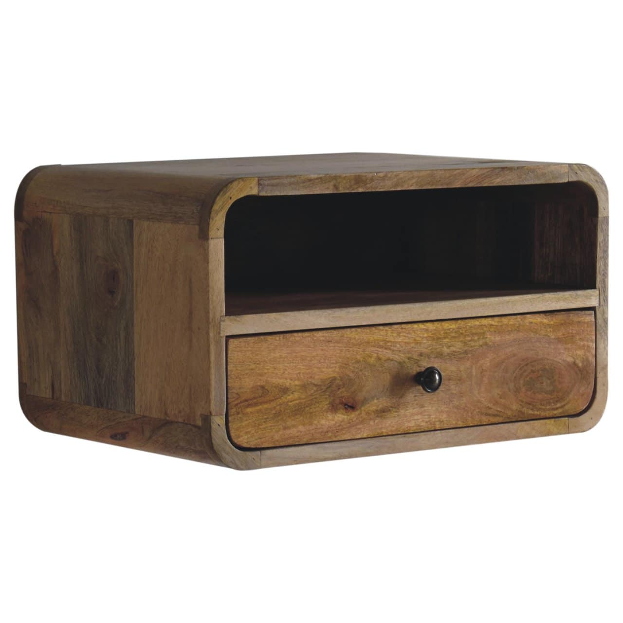 Large Oak-ish Curve Upper Slot Floating Bedside – Additional view