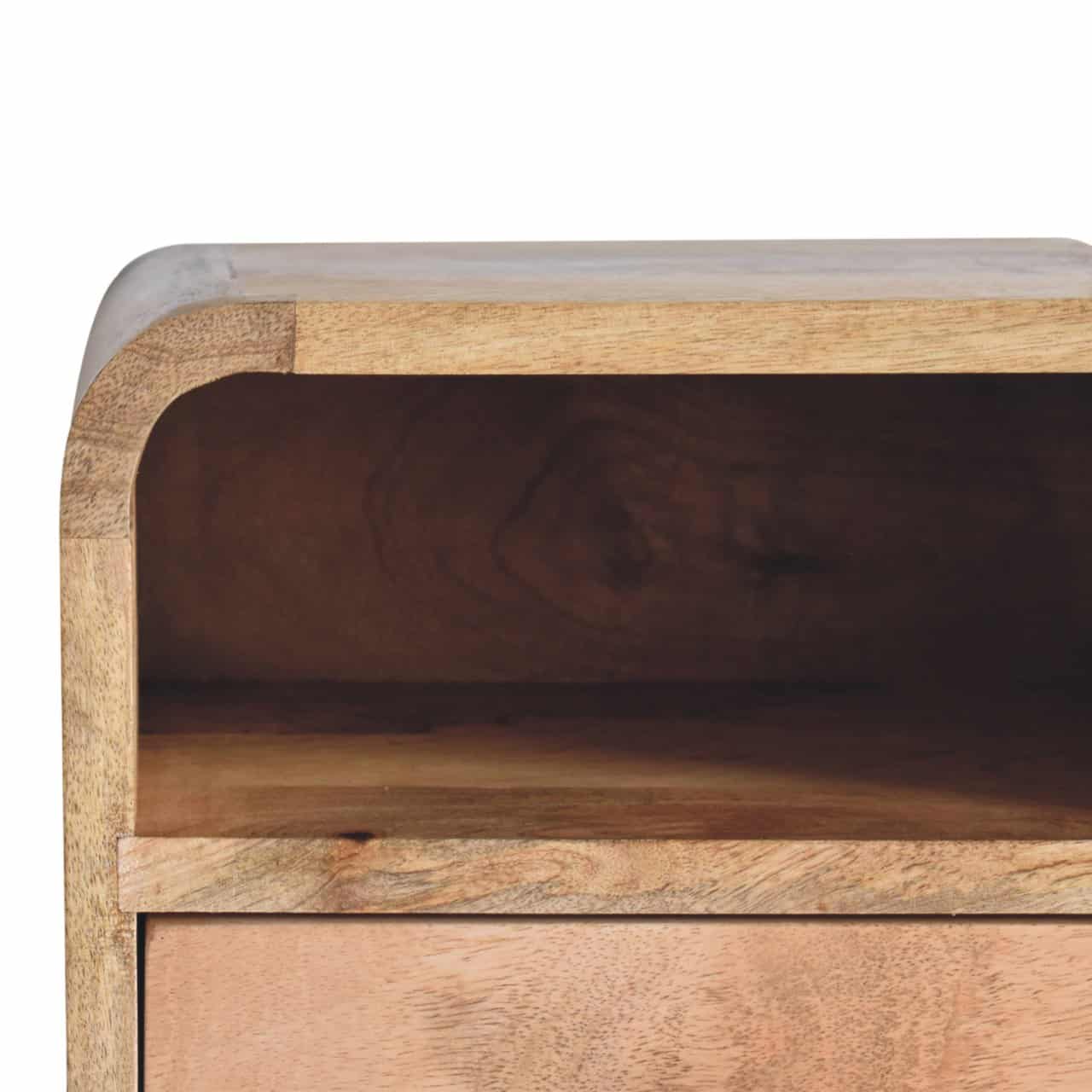 Extra Mini Wall Mounted Curved Oak-ish Bedside with Open Slot – Additional view 2
