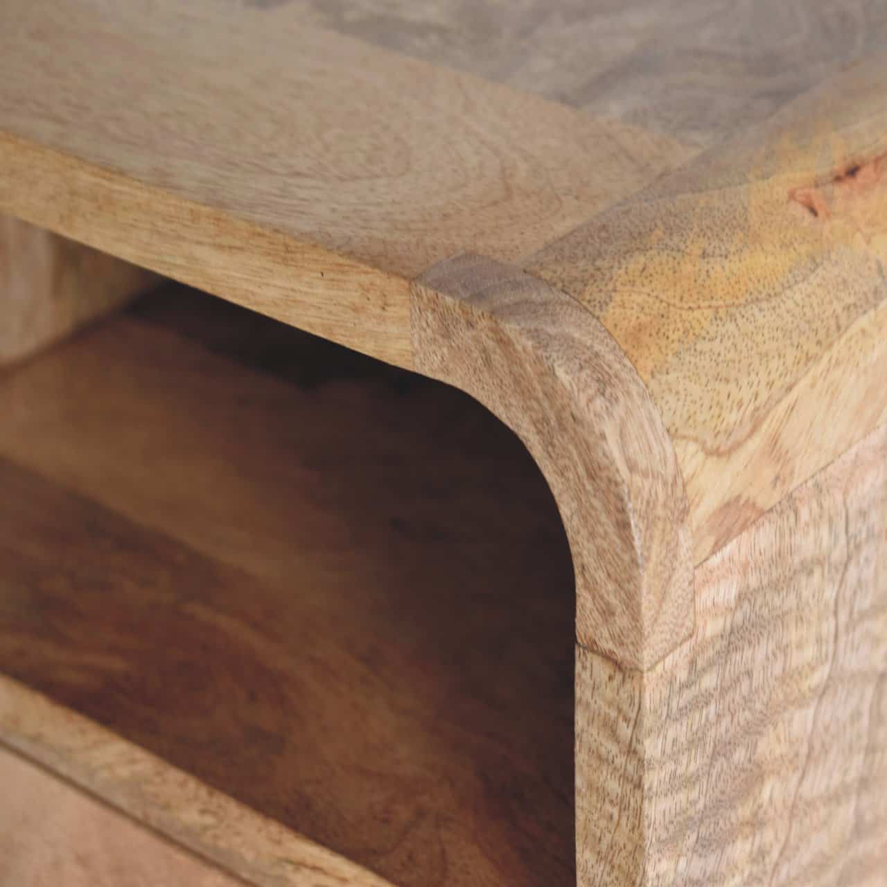 Extra Mini Wall Mounted Curved Oak-ish Bedside with Open Slot – Additional view 3
