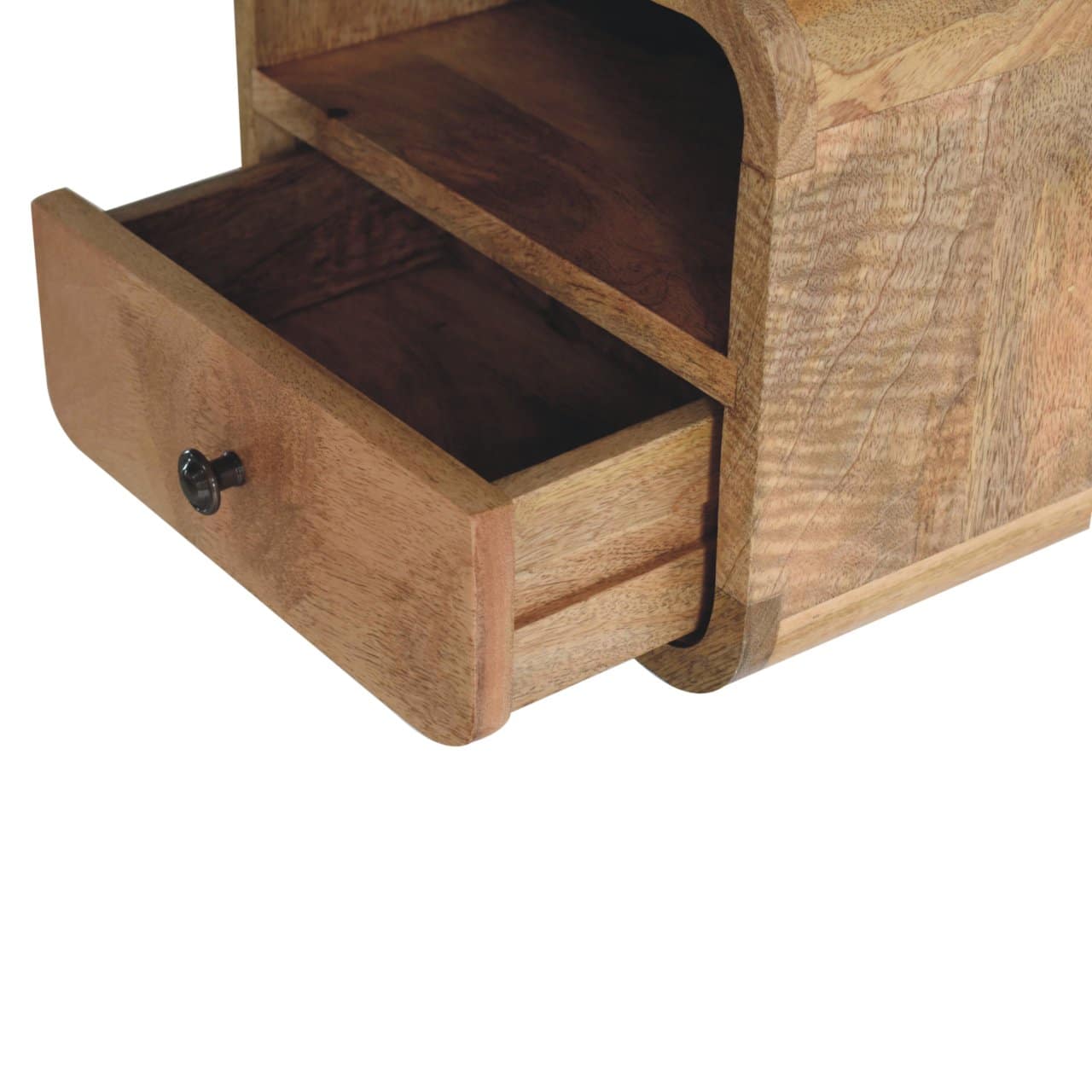 Extra Mini Wall Mounted Curved Oak-ish Bedside with Open Slot – Additional view 5