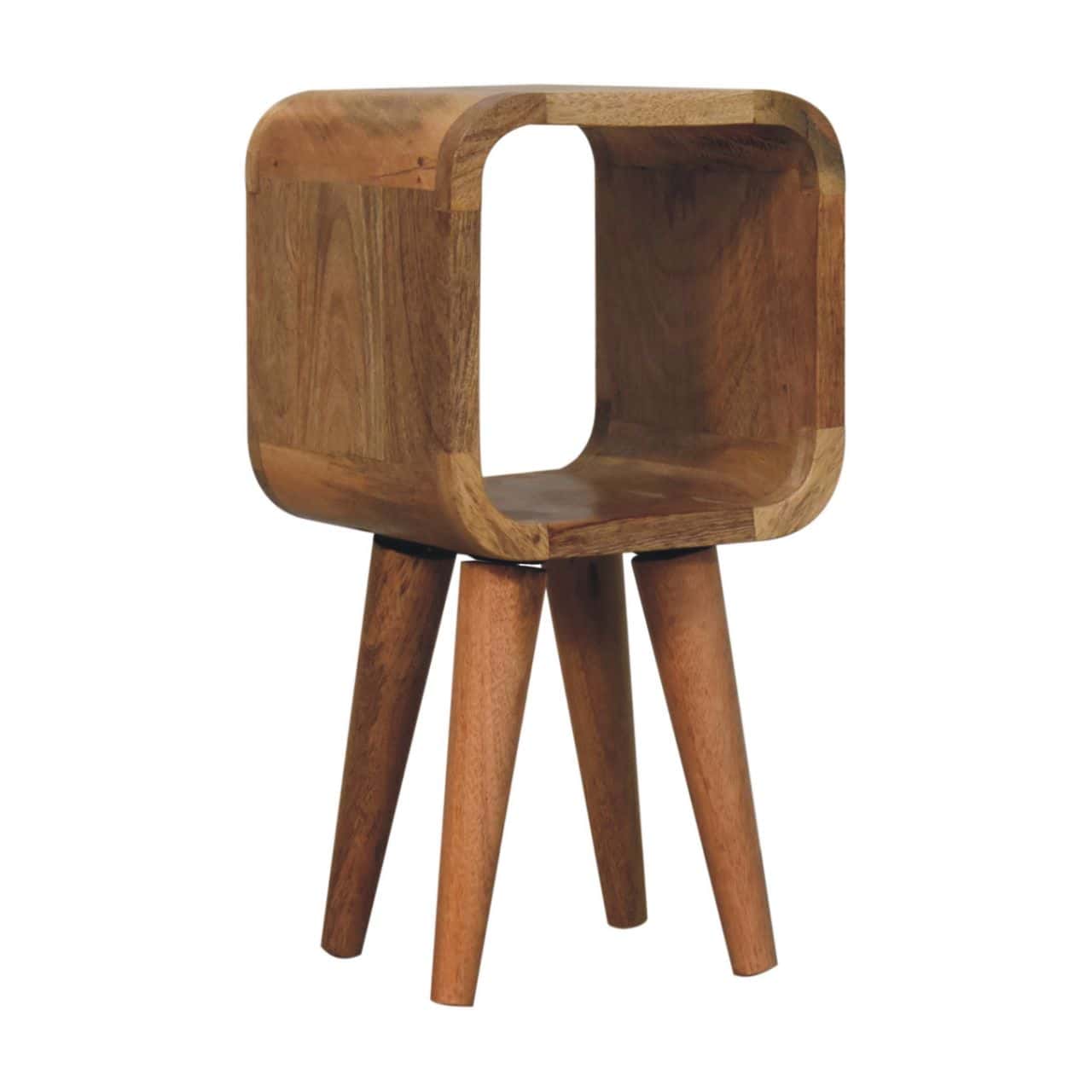 Extra Mini Minimalist Open Curved Oak-ish Bedside – Bedside Tables