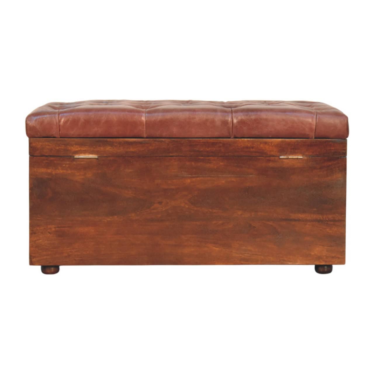 Brown Buffalo hide leather Storage Trunk - Image 10