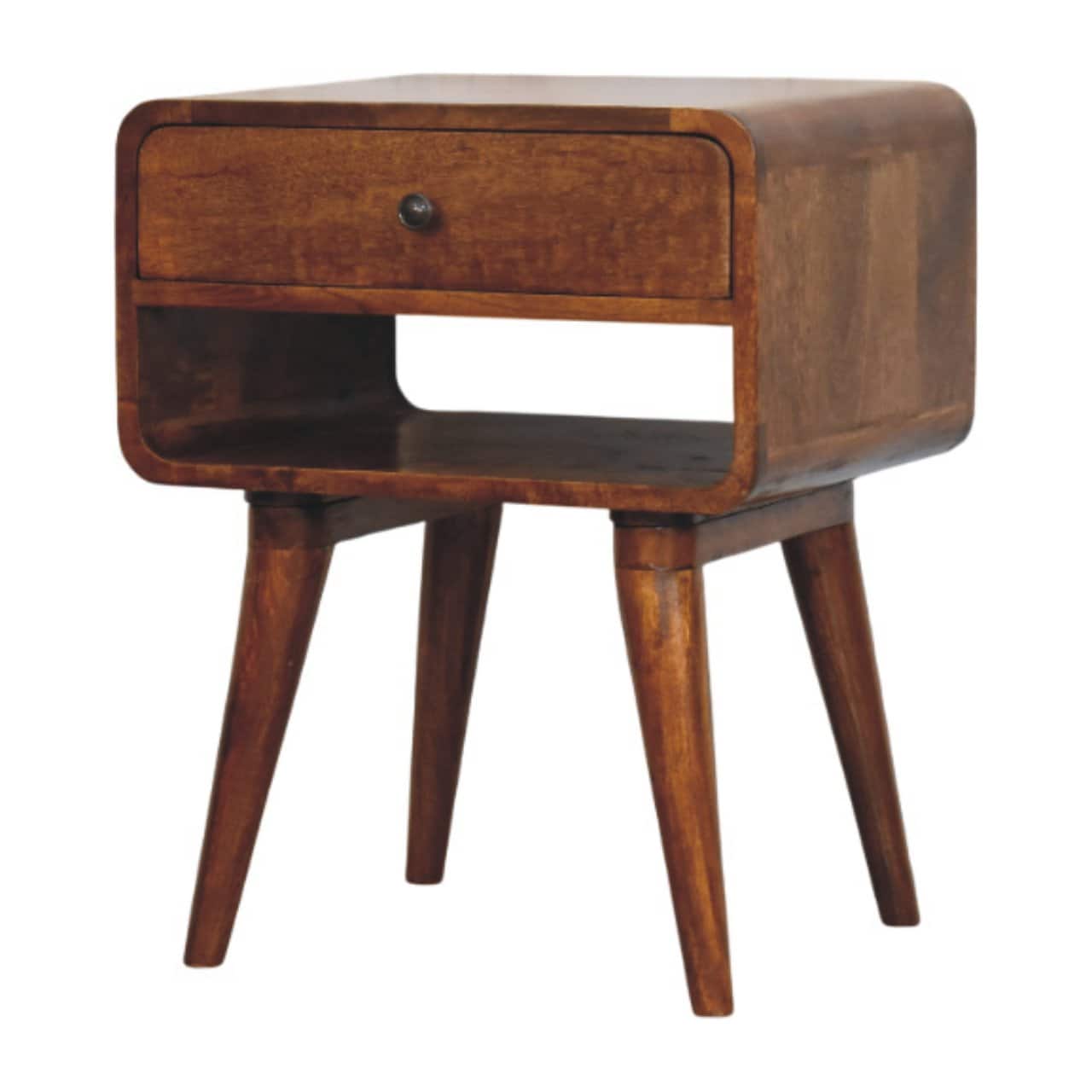 Avora Chestnut Nightstand with Drawer and open slot – Bedside Tables