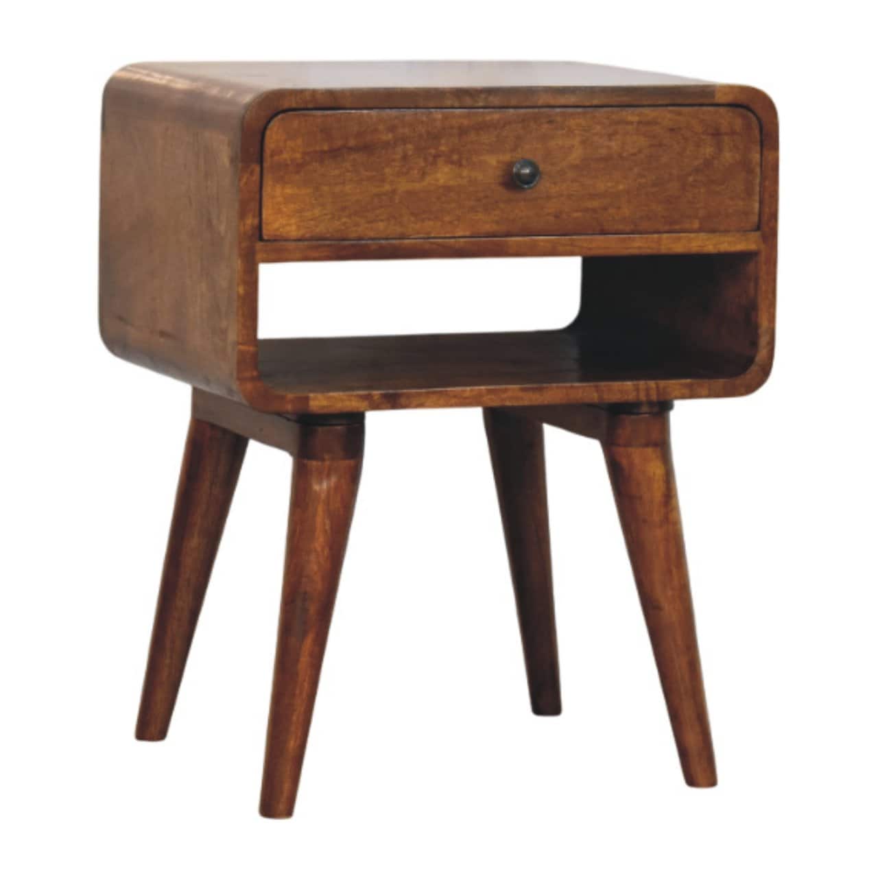 Avora Chestnut Nightstand with Drawer and open slot – Additional view