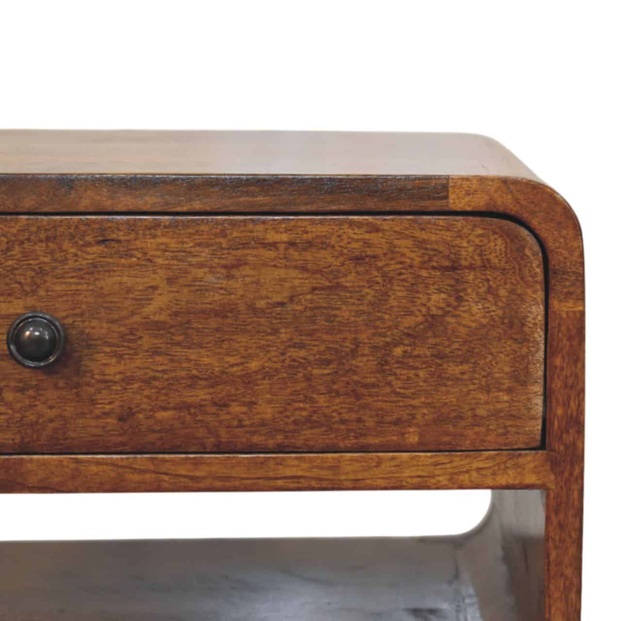 Avora Chestnut Nightstand with Drawer and open slot – Additional view 2