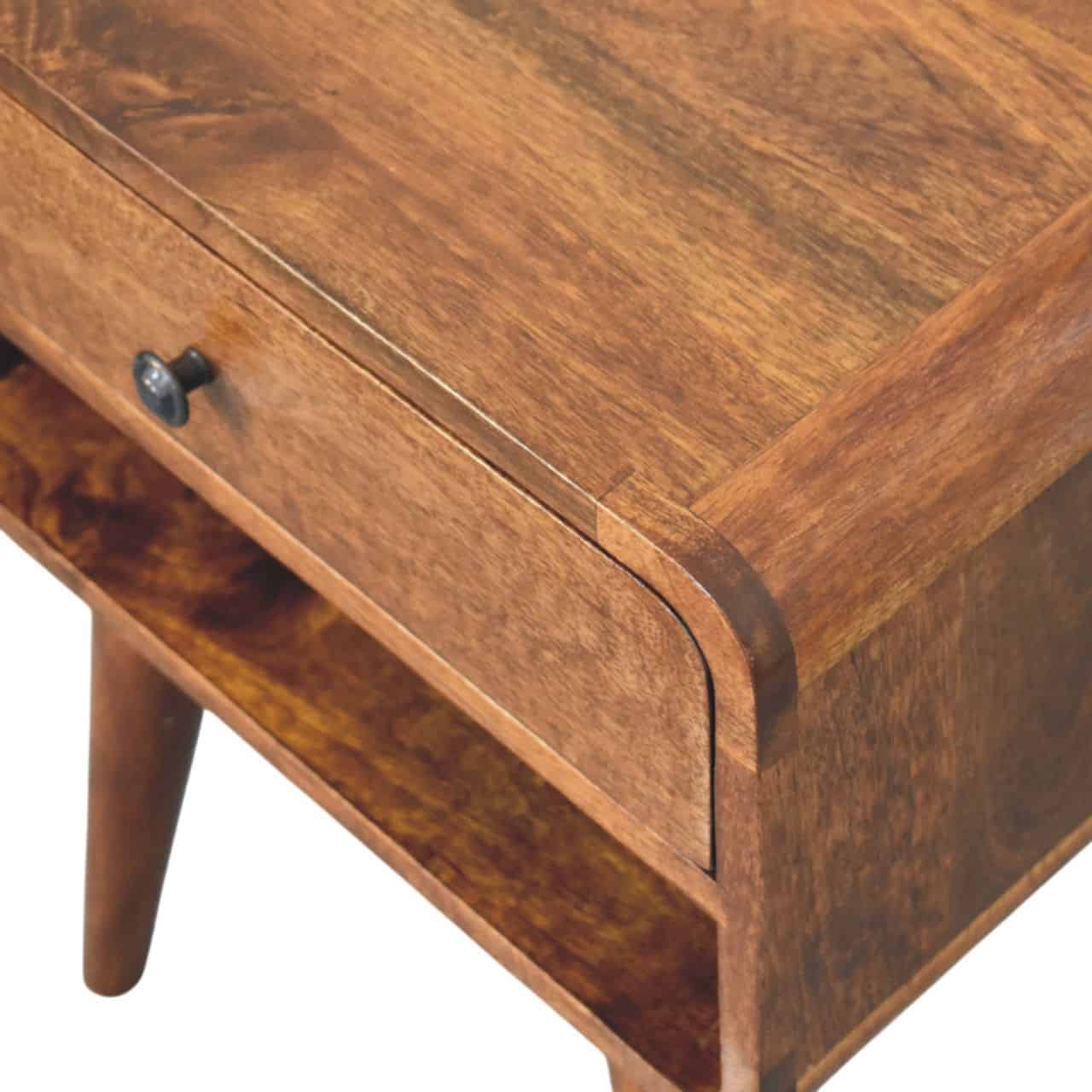 Avora Chestnut Nightstand with Drawer and open slot – Additional view 3