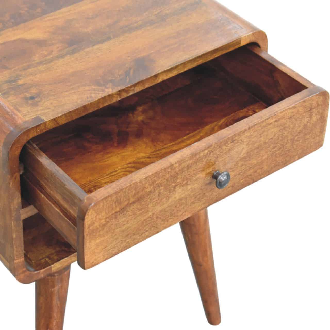 Avora Chestnut Nightstand with Drawer and open slot – Additional view 4
