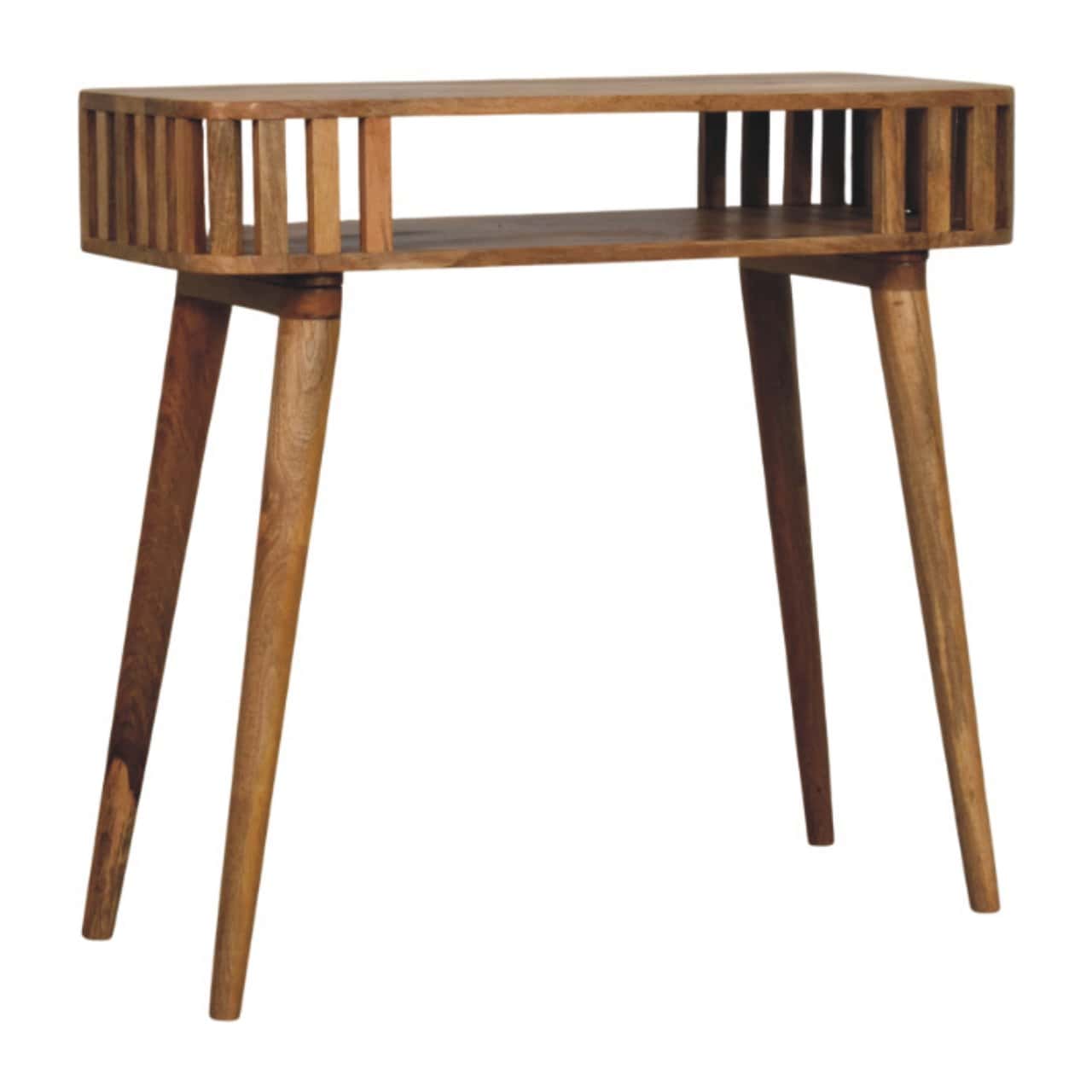 Slatted Oak-ish Console – Console Tables