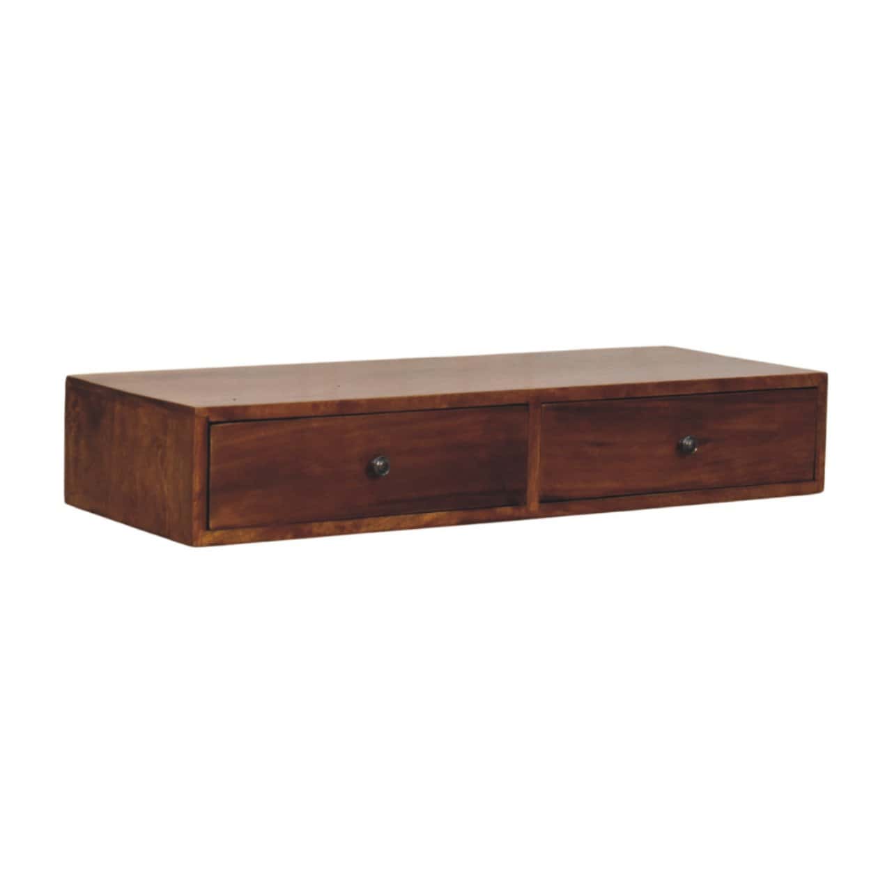 Lunar 2 Drawer Chestnut Wall Mounted Console – Bedside Tables