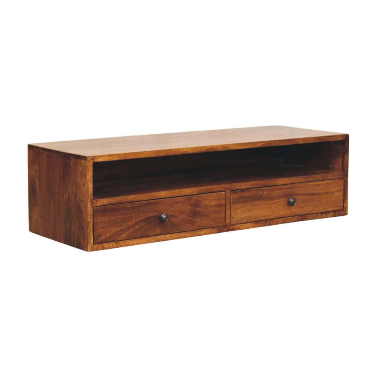 Lunar 2 Drawer Chestnut Wall Mounted Media Unit – TV Entertainment Units