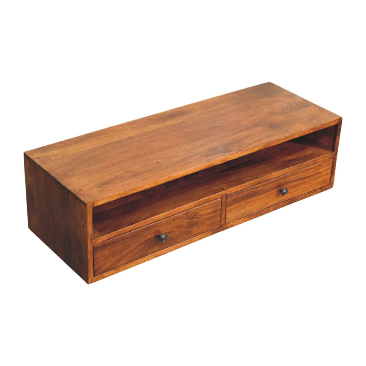 Lunar 2 Drawer Chestnut Wall Mounted Media Unit – Additional view 2