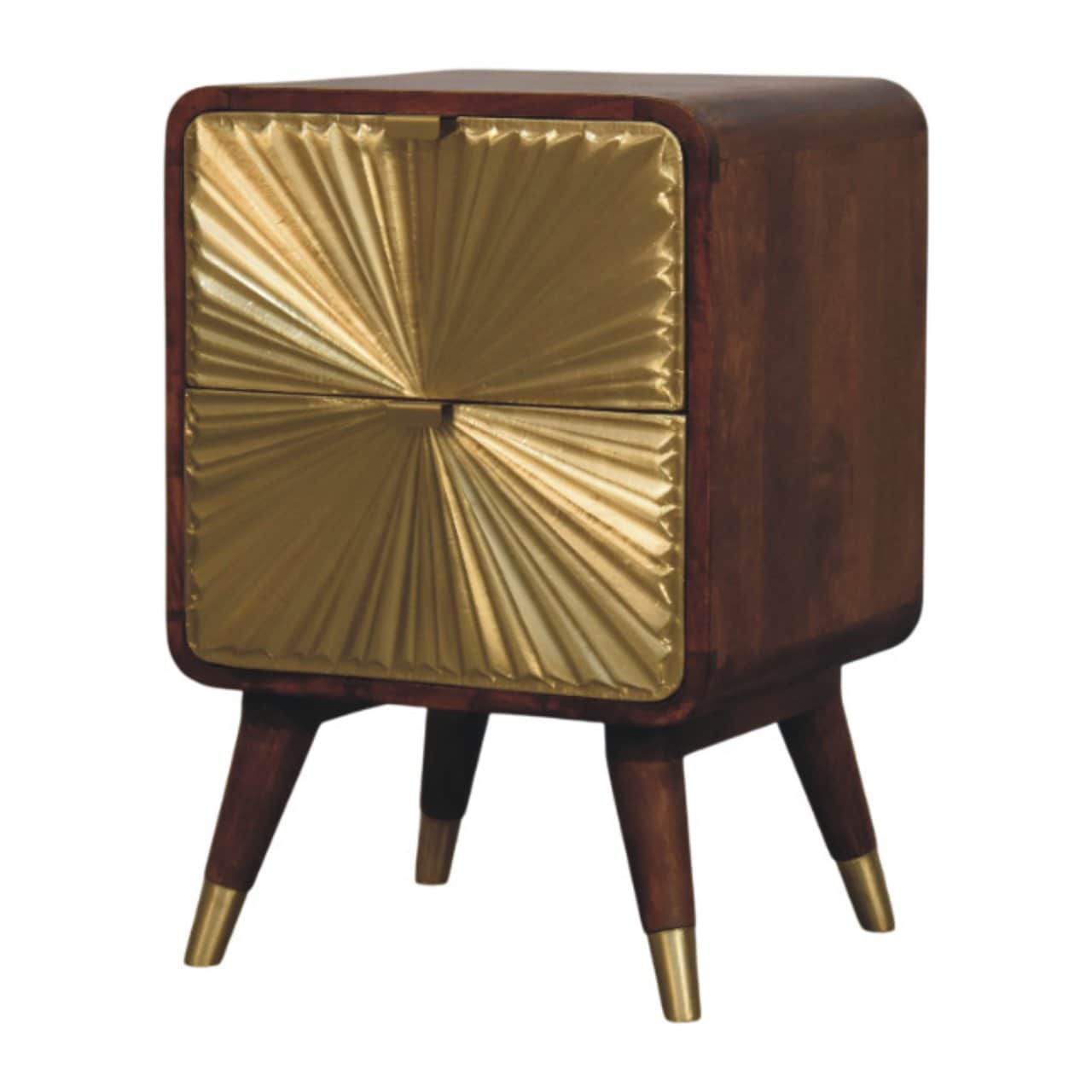 Avora Brass Embossed 2 Drawer Chestnut Nightstand – Nightstands