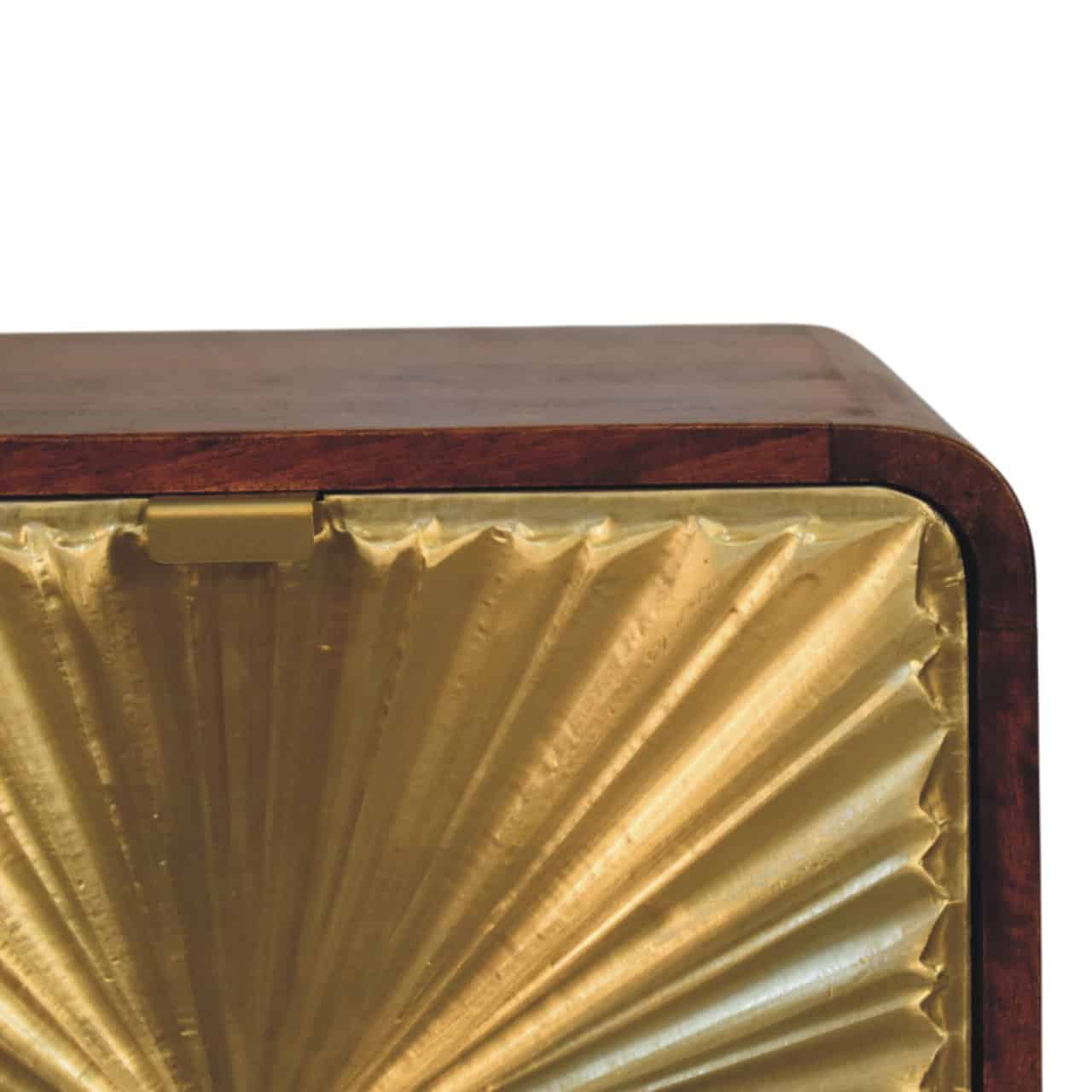 Avora Brass Embossed 2 Drawer Chestnut Nightstand – Additional view