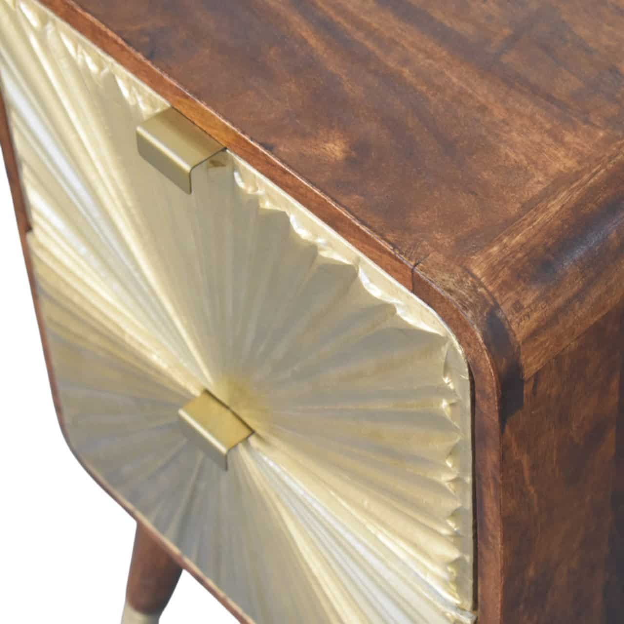 Avora Brass Embossed 2 Drawer Chestnut Nightstand – Additional view 2