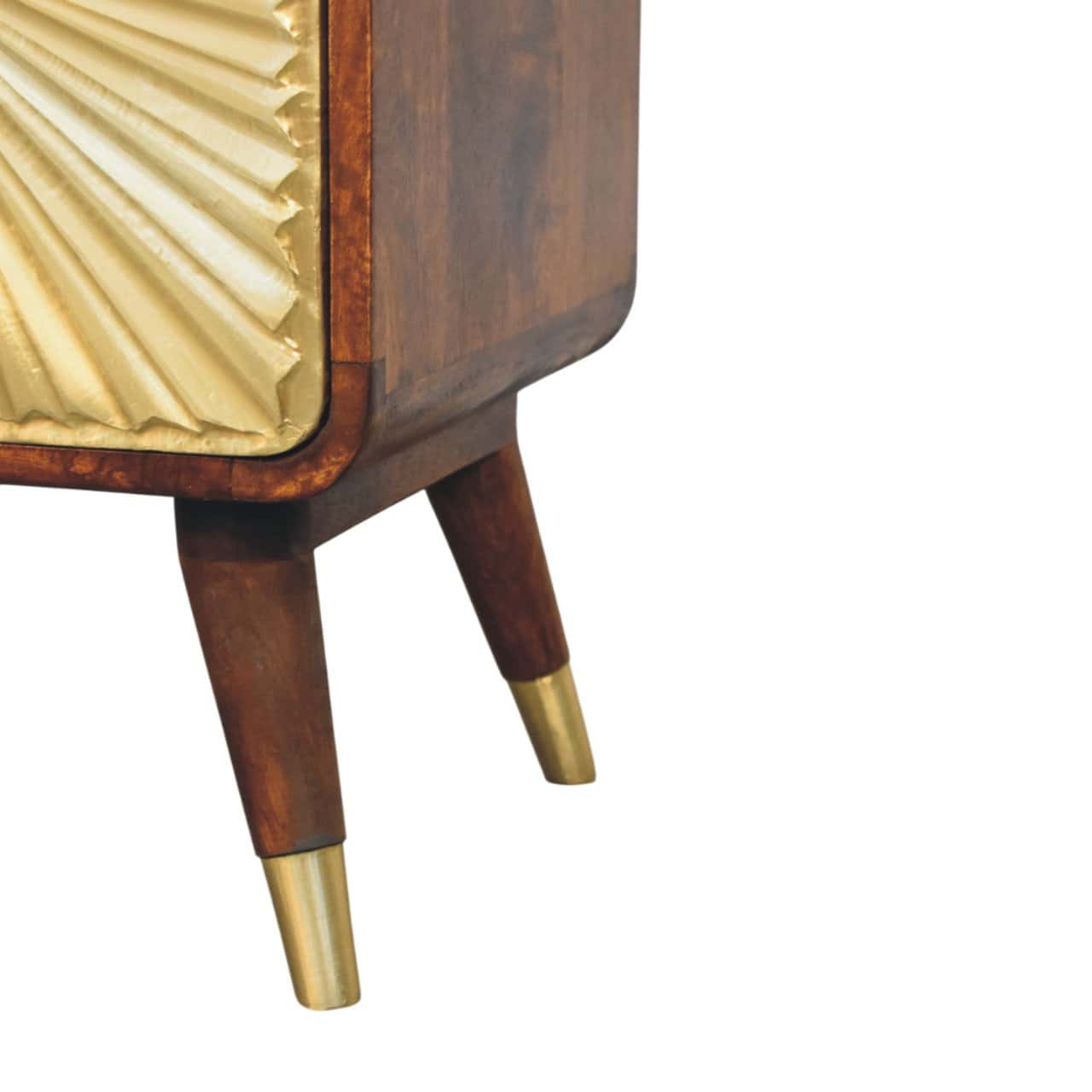 Avora Brass Embossed 2 Drawer Chestnut Nightstand – Additional view 4