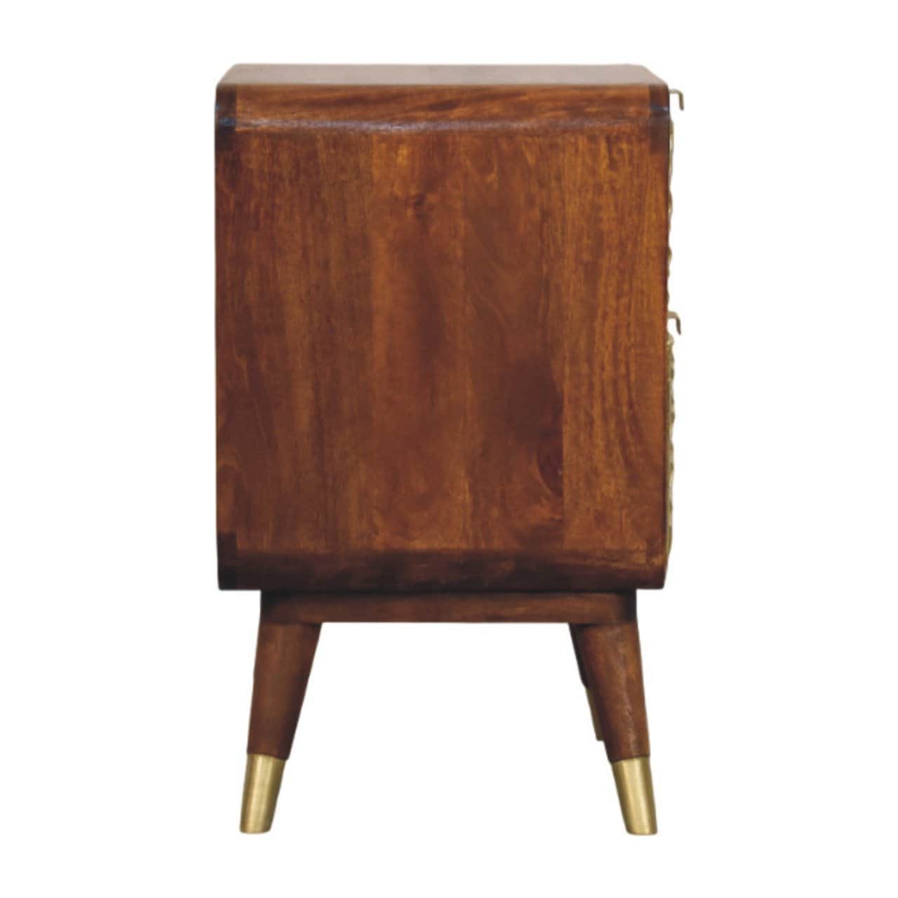 Avora Brass Embossed 2 Drawer Chestnut Nightstand – Additional view 5