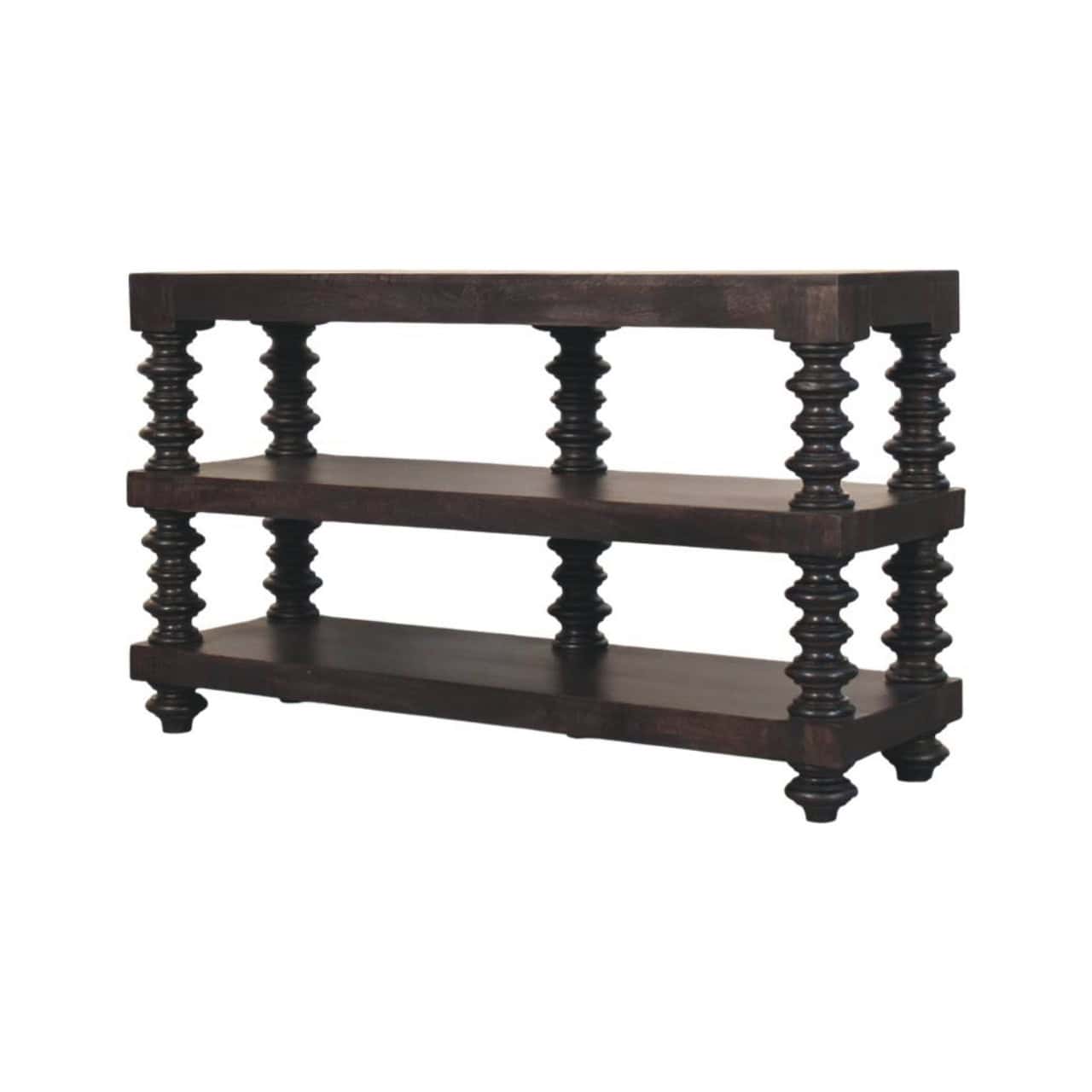 Spindle Shelf Console in Carbon Ash – Console Tables