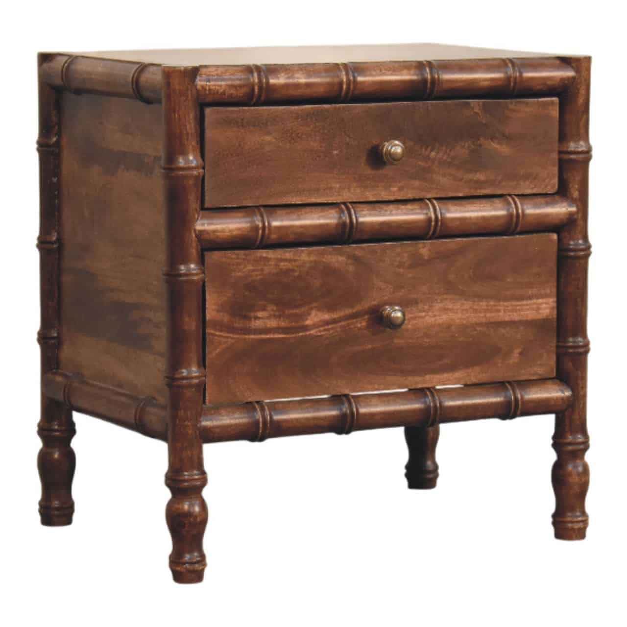 Bamboo Frame Nightstand in Roasted Almond – Bedside Tables