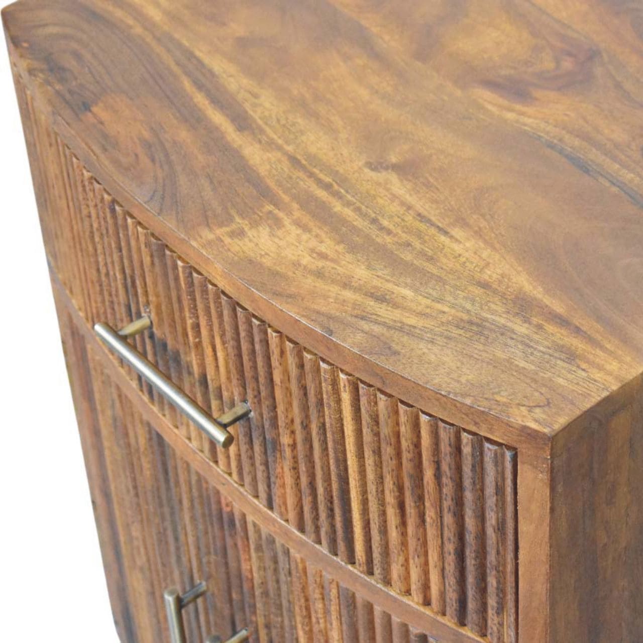 Solid Wood Curved Ribbed Bedside with Drawer – Additional view 3