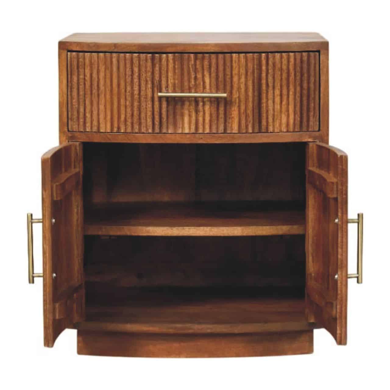 Solid Wood Curved Ribbed Bedside with Drawer – Additional view 4