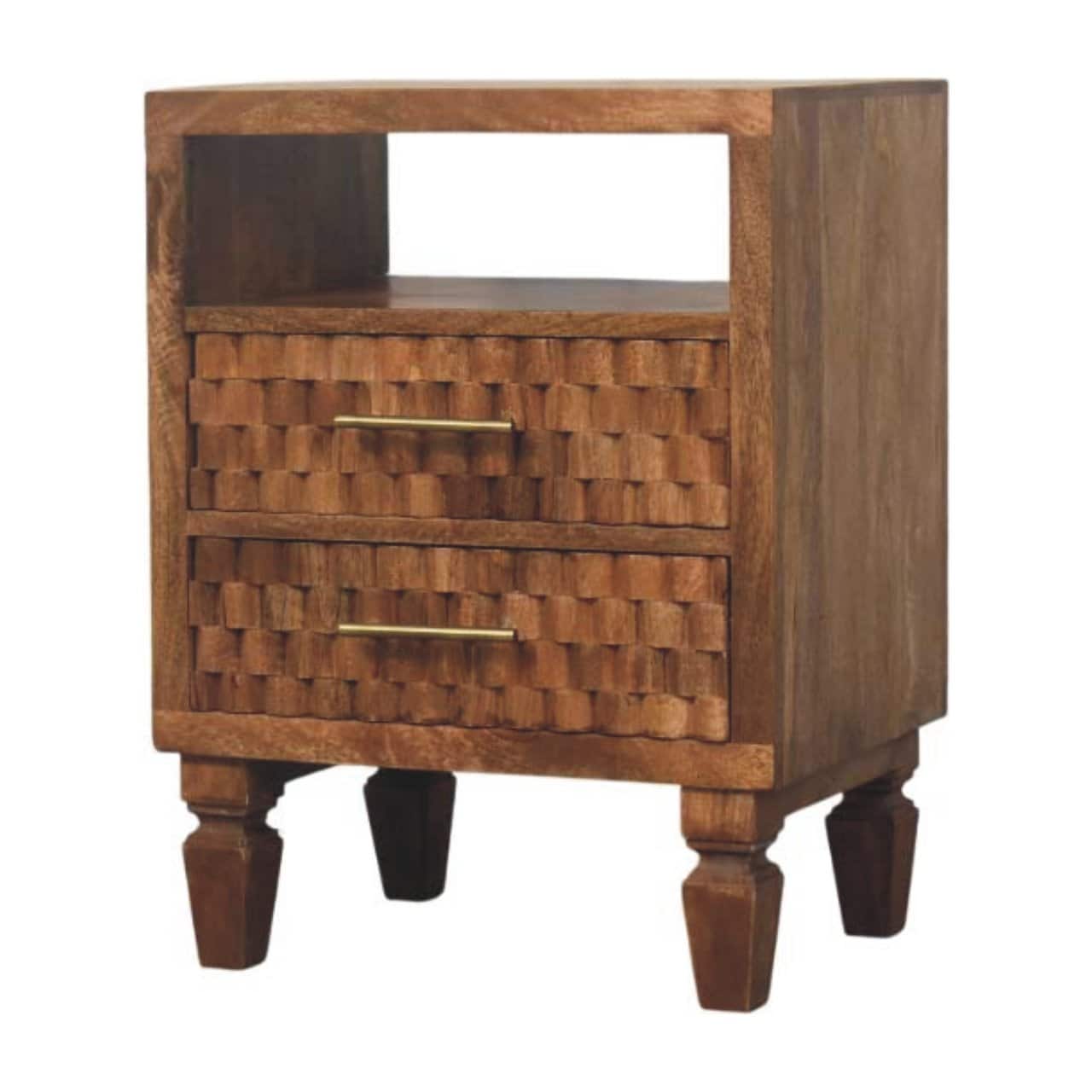 Cadiz Carved Open-Shelf Bedside – Bedside Tables
