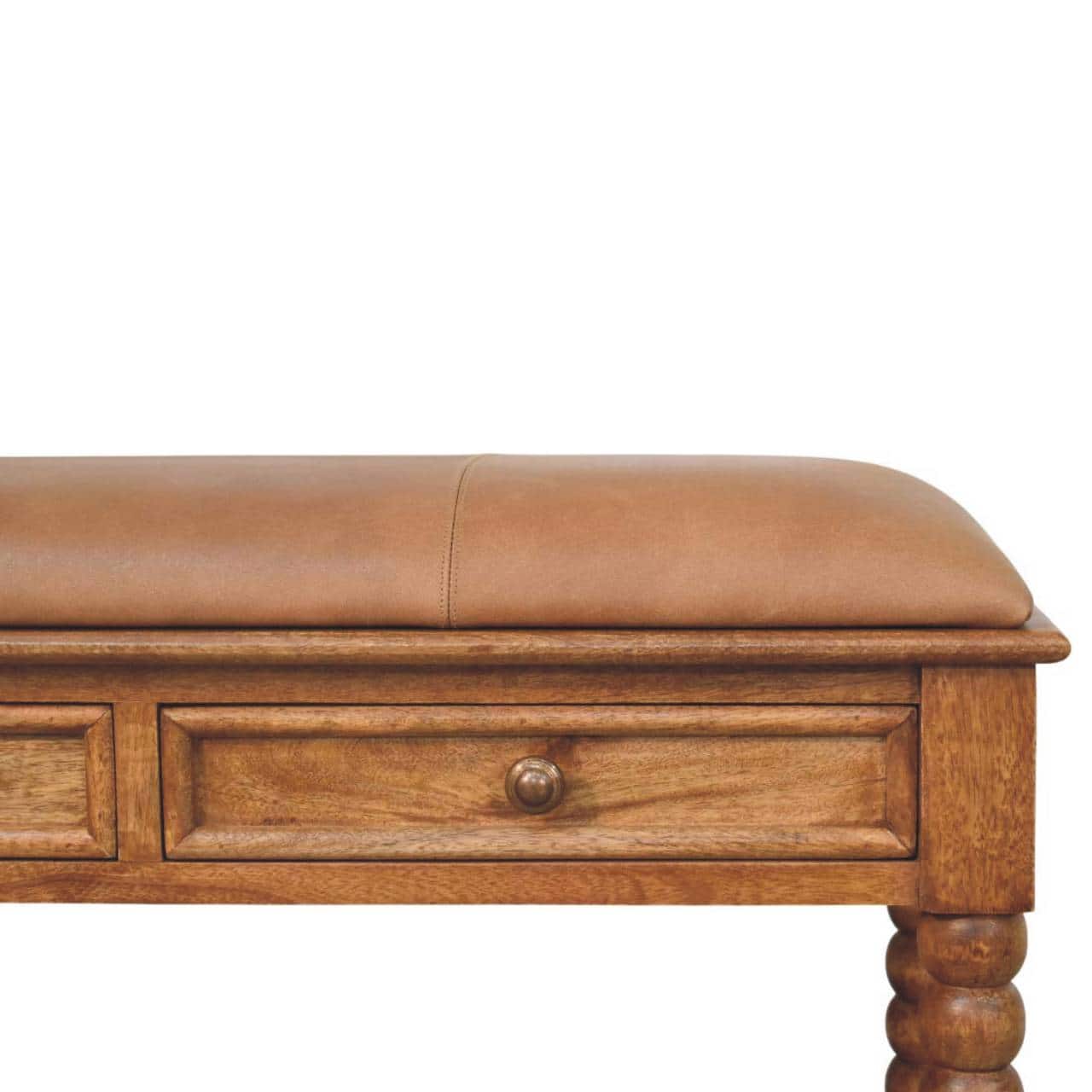 Spindle Leather Bench – Additional view