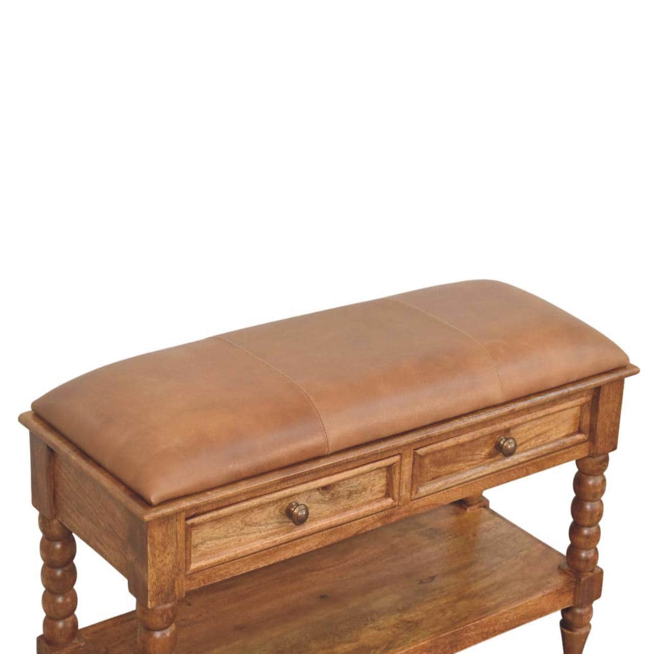 Spindle Leather Bench – Additional view 2