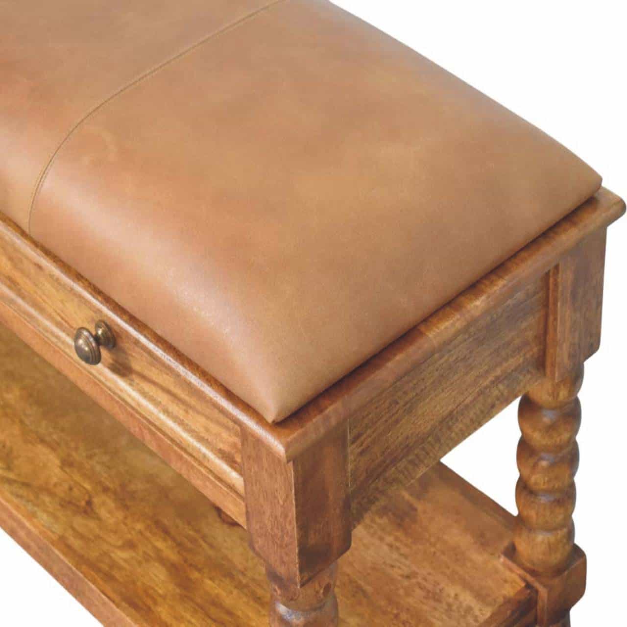 Spindle Leather Bench – Additional view 3